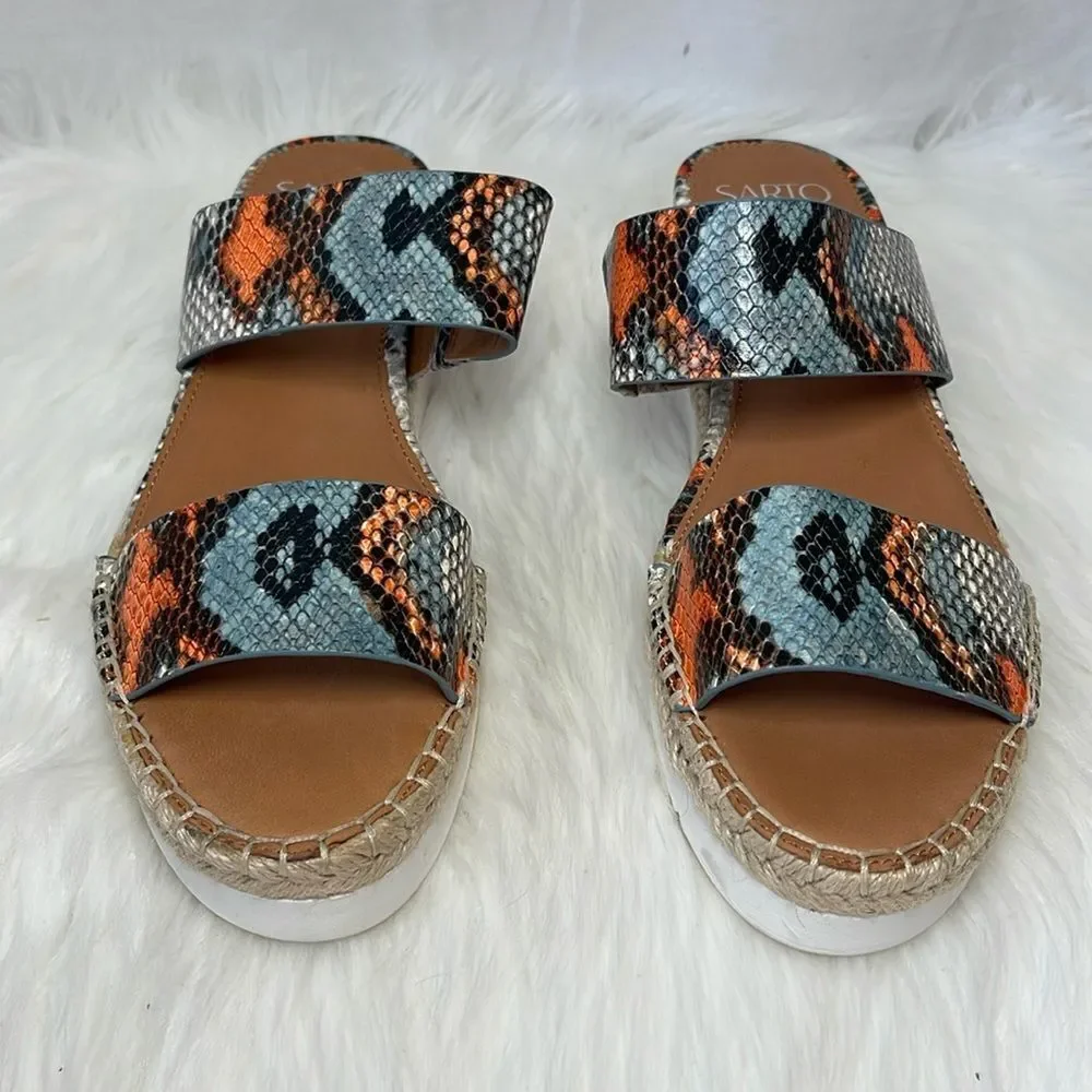 Franco Sarto Cappy Snake Print Platform Slides Sz‎ 9